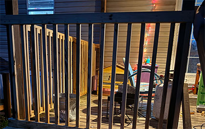 installed handrails on deck